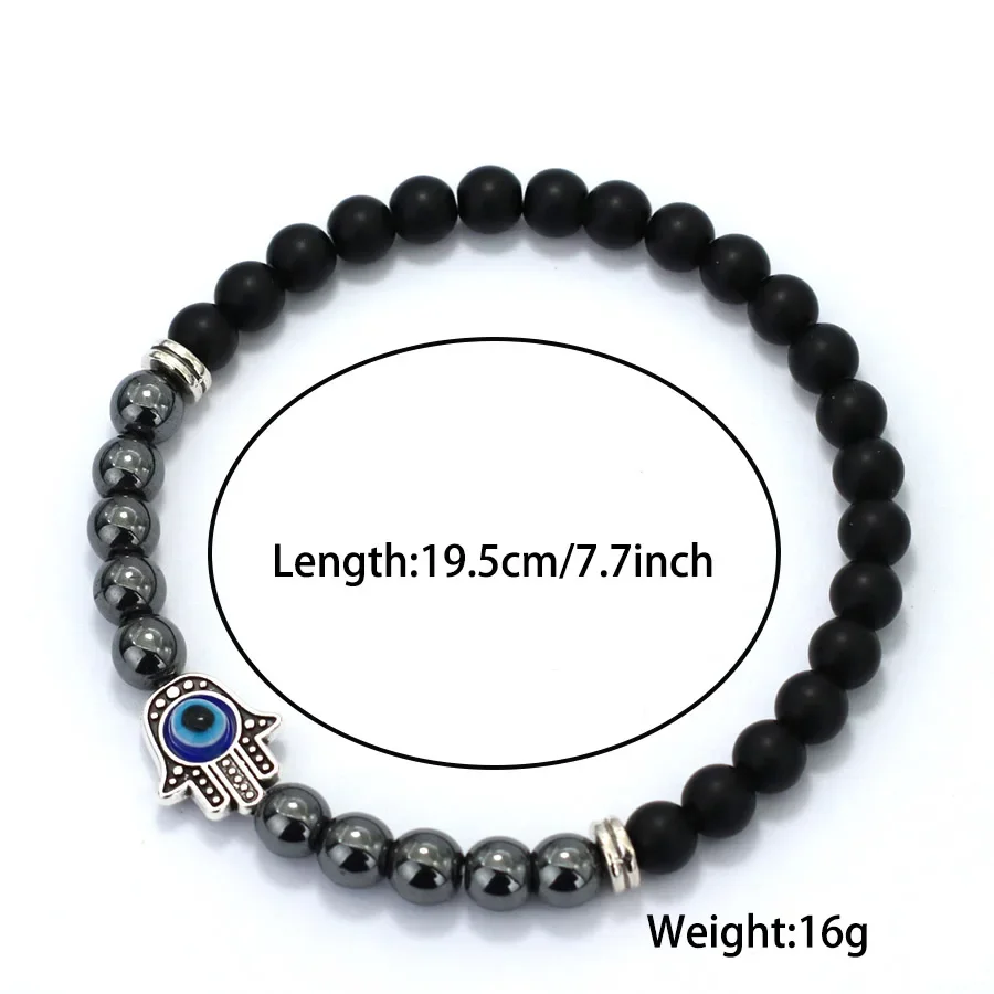 Hematite Evil Eye Bracelet for Men Yoga Meditation