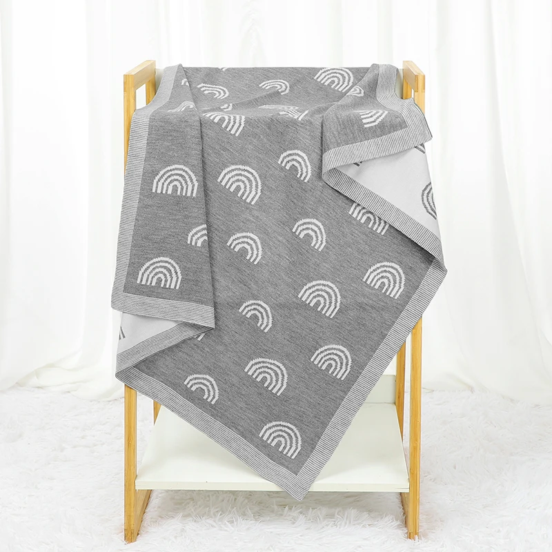Baby Blanket Knitted Newborn Lightweight Swaddle Wrap Plaid Infant Boy Girls Stroller Quilt 90*70cm Sleeping Covers Cute Rainbow