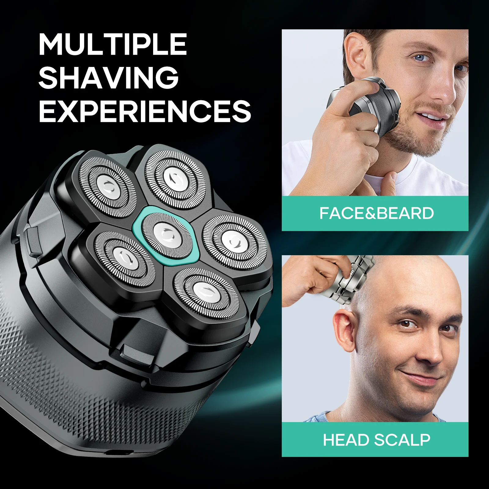 KENSEN Electric Head Shavers for Bald Men 6D Magnetic Razor Hair Trimmer USB Rechargeable LED Display Waterproof Beard Shavers 6