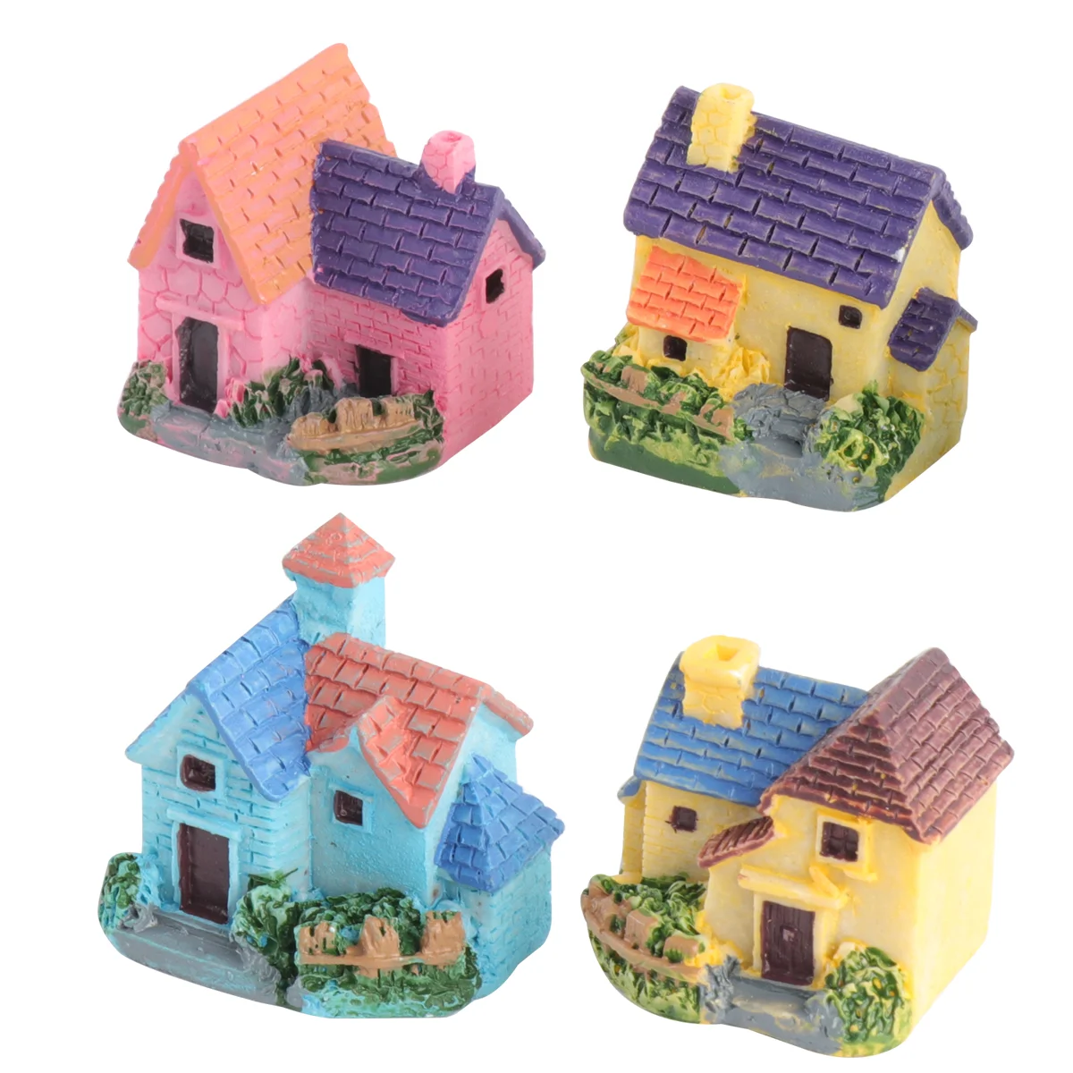 

4pcs House Miniatures Village Houses Landscape Figurines Accessories