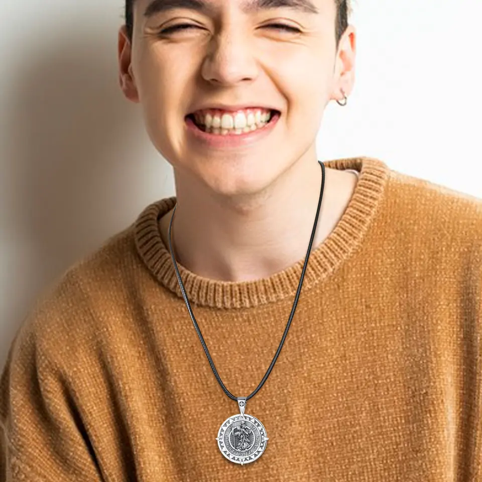 ORA In Argento Sterling, Collana Da Uomo Con Medaglia Di - Foto 13