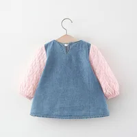 Newborn baby Girls Spring fall clothes Outfits Bow Denim Dress costume for toddler baby Girl cloth 1 year Birthday Dresses dress 2
