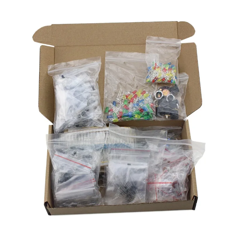 Kit assortimento di 1900 componenti elettronici, condensatori, resistori, diodi, LED, transistor, connettore di alimentazione DC, scheda PCB - immagine 4