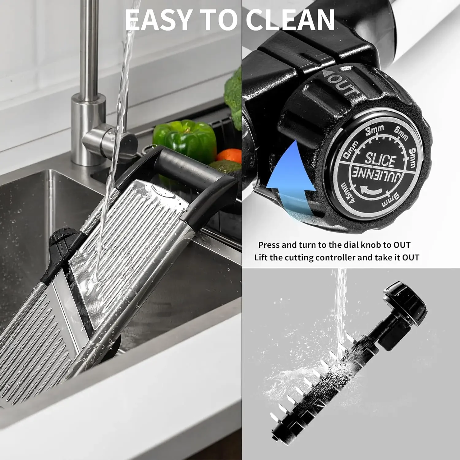 Mandoline Food Slicer, Adjustable Mandoline Slicer for Kitchen, Stainless Steel Mandolin Vegetable Chopper for Potato/Tomato 5
