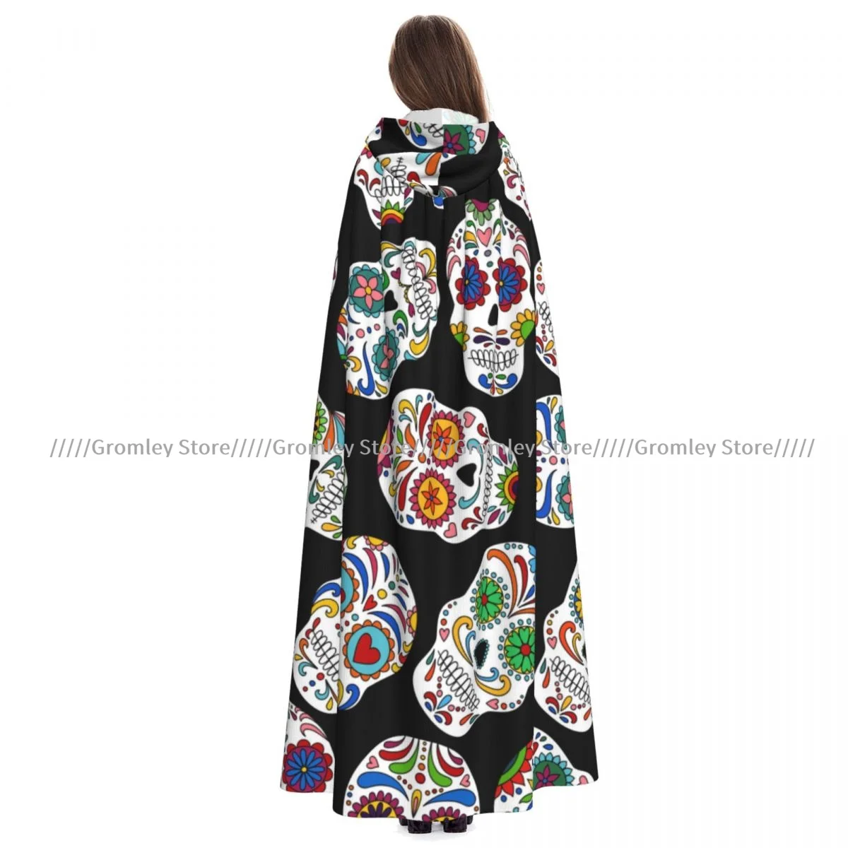 

Day Of The Dead Sugar Skull Witch Cloak Halloween Cosplay Costume Adult Unisex Cloak Retro Ages Cape