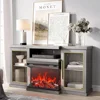 TV Stand with 23" Electric Fireplace Heater with Sound, Entertainment Center for TVs Up to, Glass Door Storage Cabinet 1