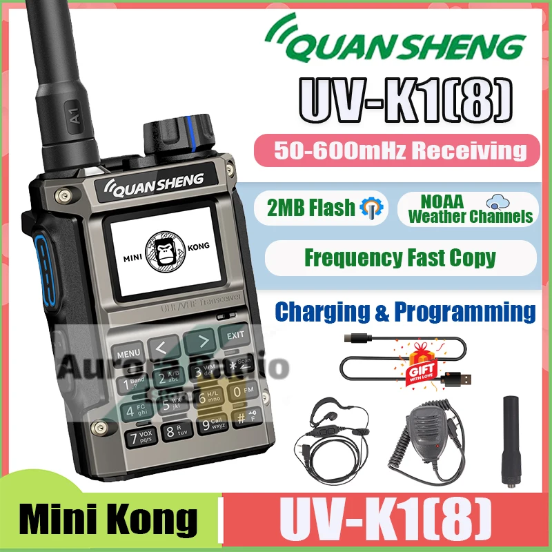 Quansheng UV-K1(8) talkie-walkie Mini Kong UV-K1 8 2 mo Flash Type USB-C programmation de charge AM FM copie de fréquence rapide Portable 1