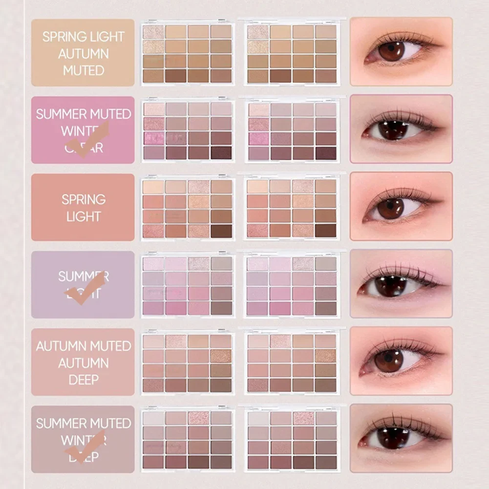 16-Color Korean Eyeshadow Palette Matte Pearlescent Low Saturation Long Lasting Brown Pink Glitter Eye Shadow Eye Makeup Palette