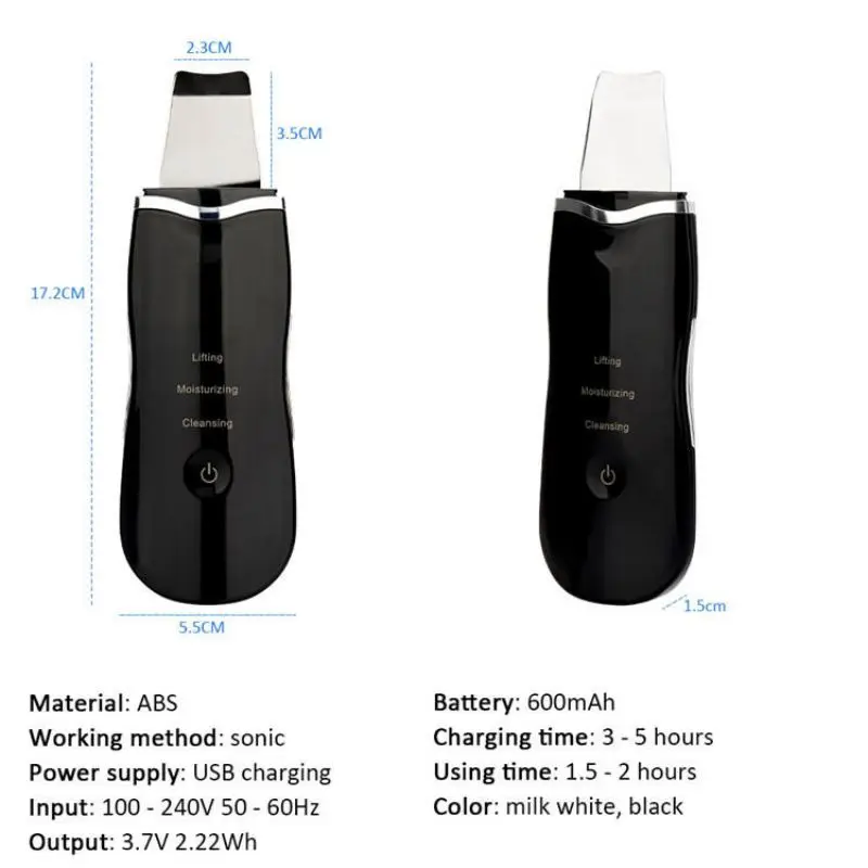 Ultrasonic Scrubber Deep Face Cleaning Machine Scrubs USB Charging Electric Skin Massager Device Cleanser Peeling Cleaner Tools