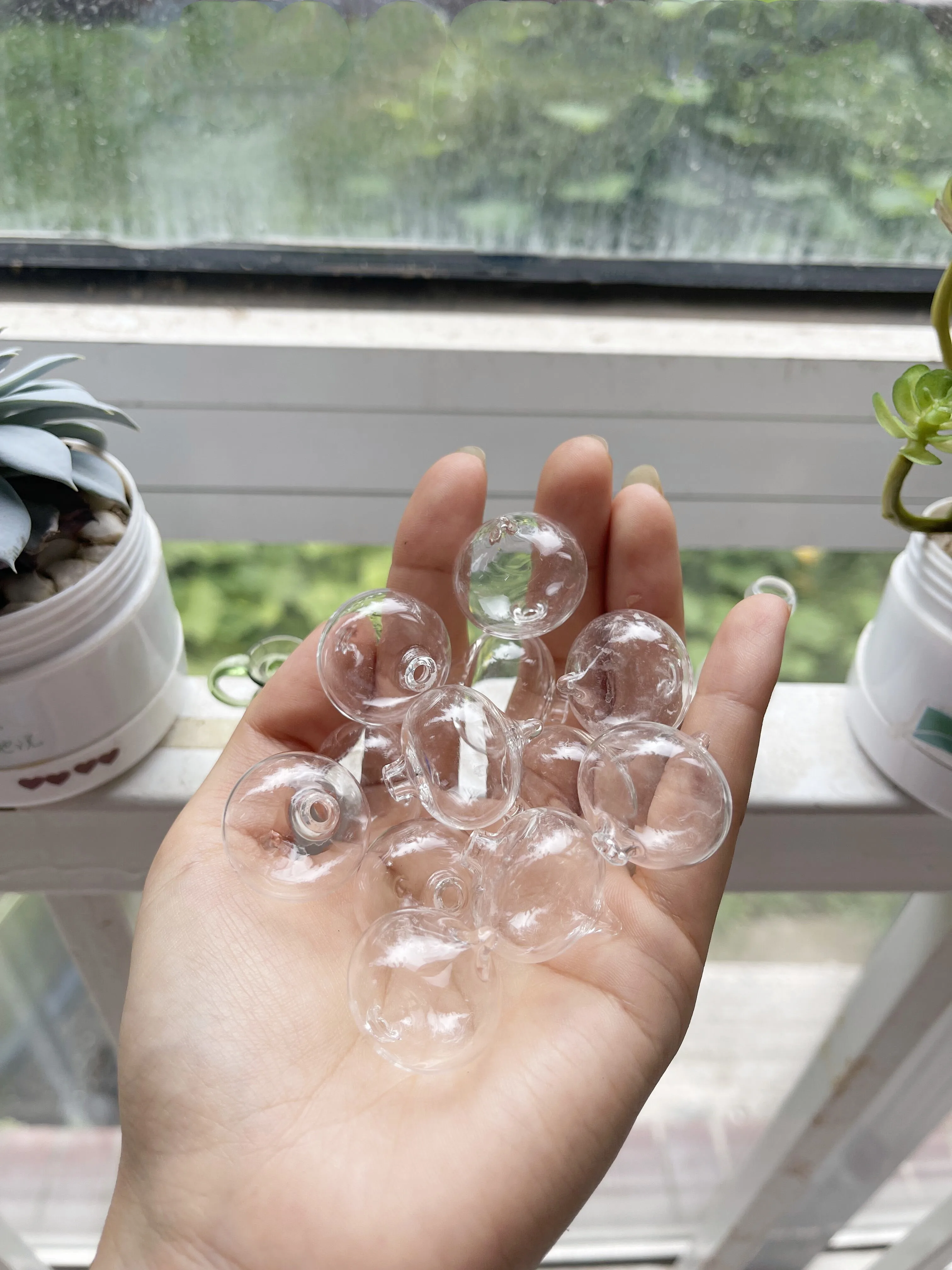중공 유리 타원형 버블 바이알 펜던트, 유리 글로브 비즈, 유리 위싱 병, 바이알 쥬얼리 제작, DIY 액세서리, 5 개, 10 개, 20 개