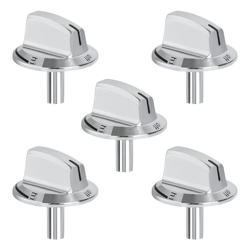 5 Packs Upgrade 5304525746 Long Stem Stove Knobs Replacements, Compatible with Frigidaire Gas Stove Range Oven Knobs HOT