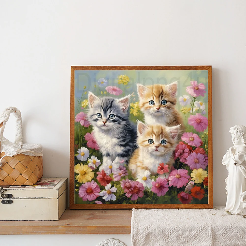 Cats 5D DIY Full Drill Round Diamond Painting Kit for Home Wall Room Decor