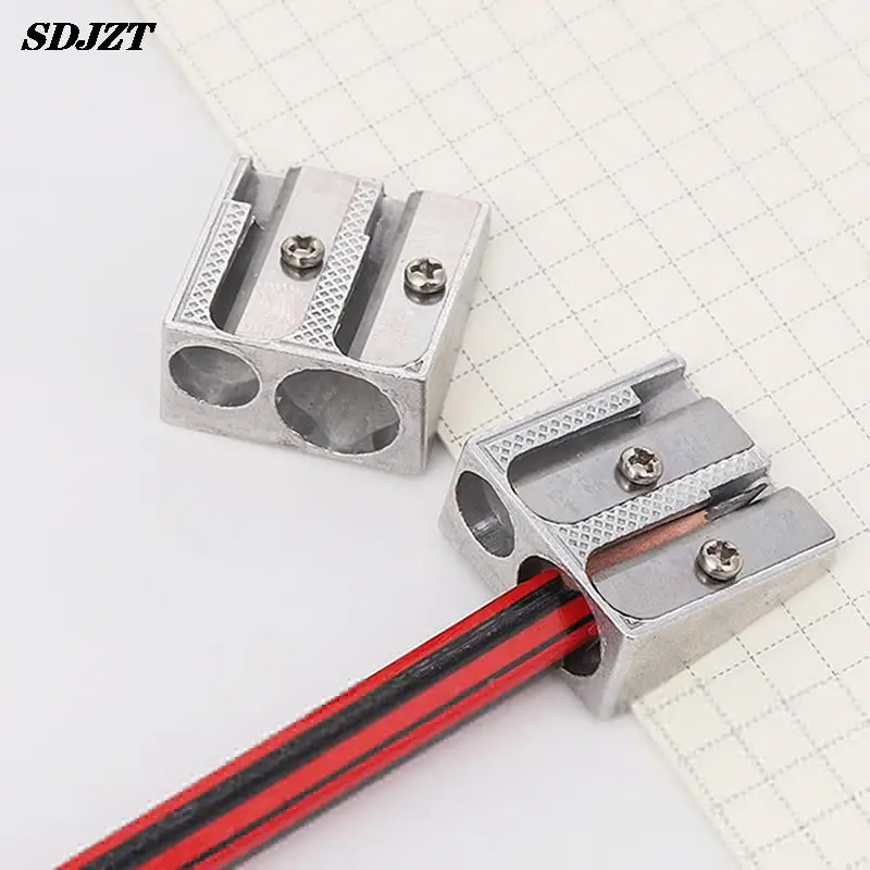

1pc New Reliable Metal Pencil Sharpeners Double Hole Drawing Writing Sharpener