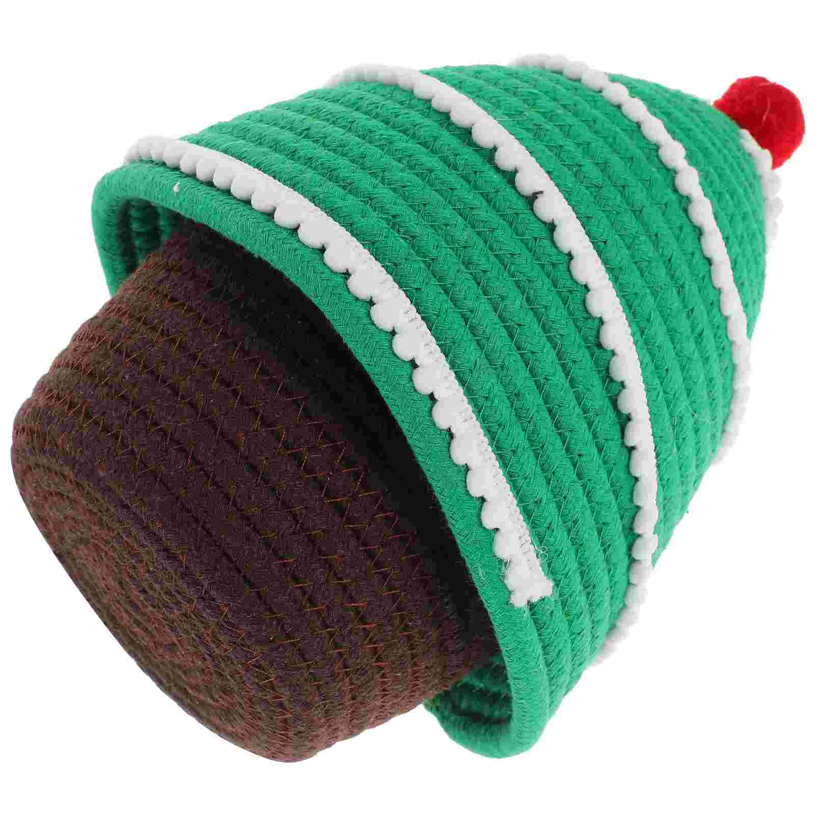 

Cotton Rope Basket Lid Christmas Tree Shape Storage Bin Woven Lamper Desktop Trash Can Clothes Toys Container Home Decoration