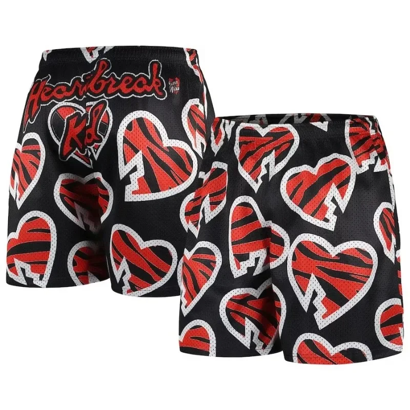 2024 Hot Selling Men's Shorts 3D Printed Black Red Retro Loose Casual Quick Drying Fashion Beach Adult Children's Shorts 3