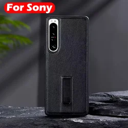 Luxury Leather Back Cover Case for Sony xperia 5IV (Black)