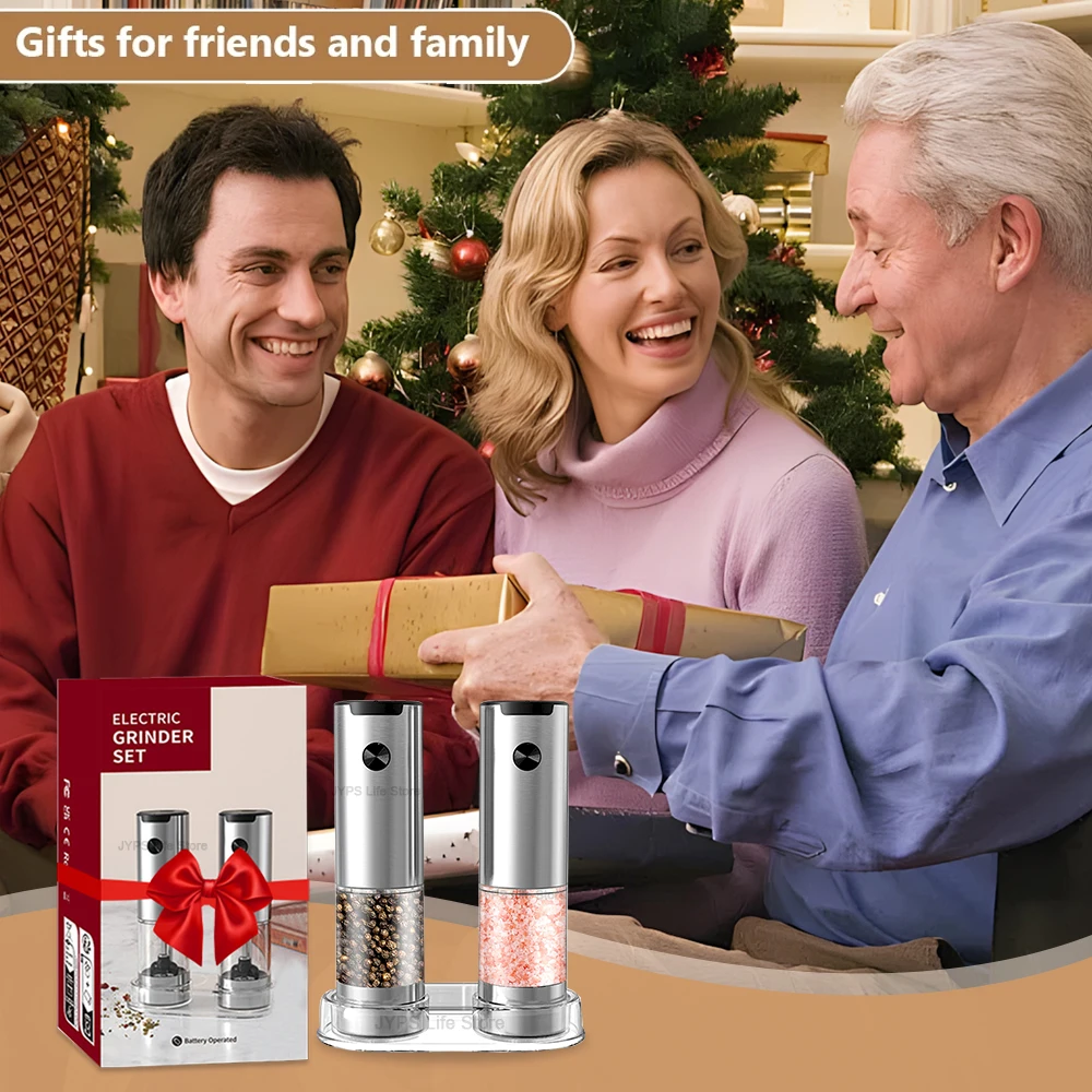Electric Pepper Grinder Adjustable Coarseness Mill Pepper And Salt Grinder Battery Powered With LED Light Kitchen Tool