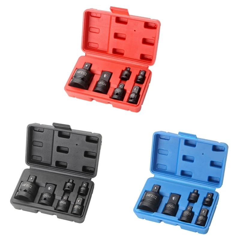 6Pcs Adapter Pneumatic Sleeve Head 1/2 To 3/4 Black Plastic Box For Automobile Torque Mechanical Hardware Products Easy To Use