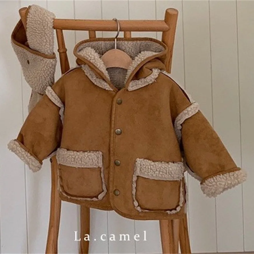 Baby Jacket Hooded Coat Winter Plush Velvet