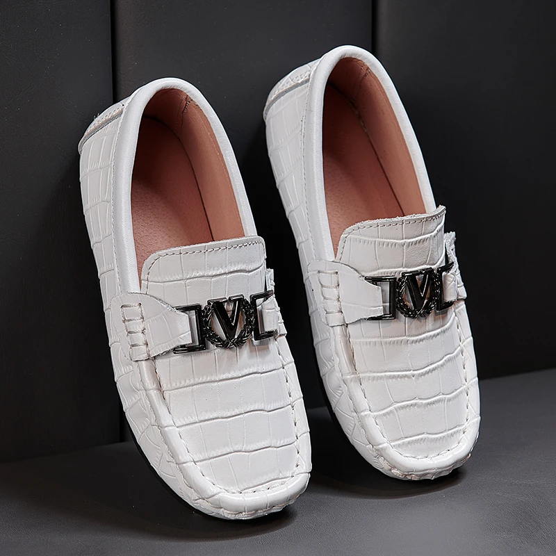 Children Shoes For Boys Loafers Sneakers Baby Soft Kids Shoes Leather Casual Toddler Girls Flats Slip-on Moccasin White