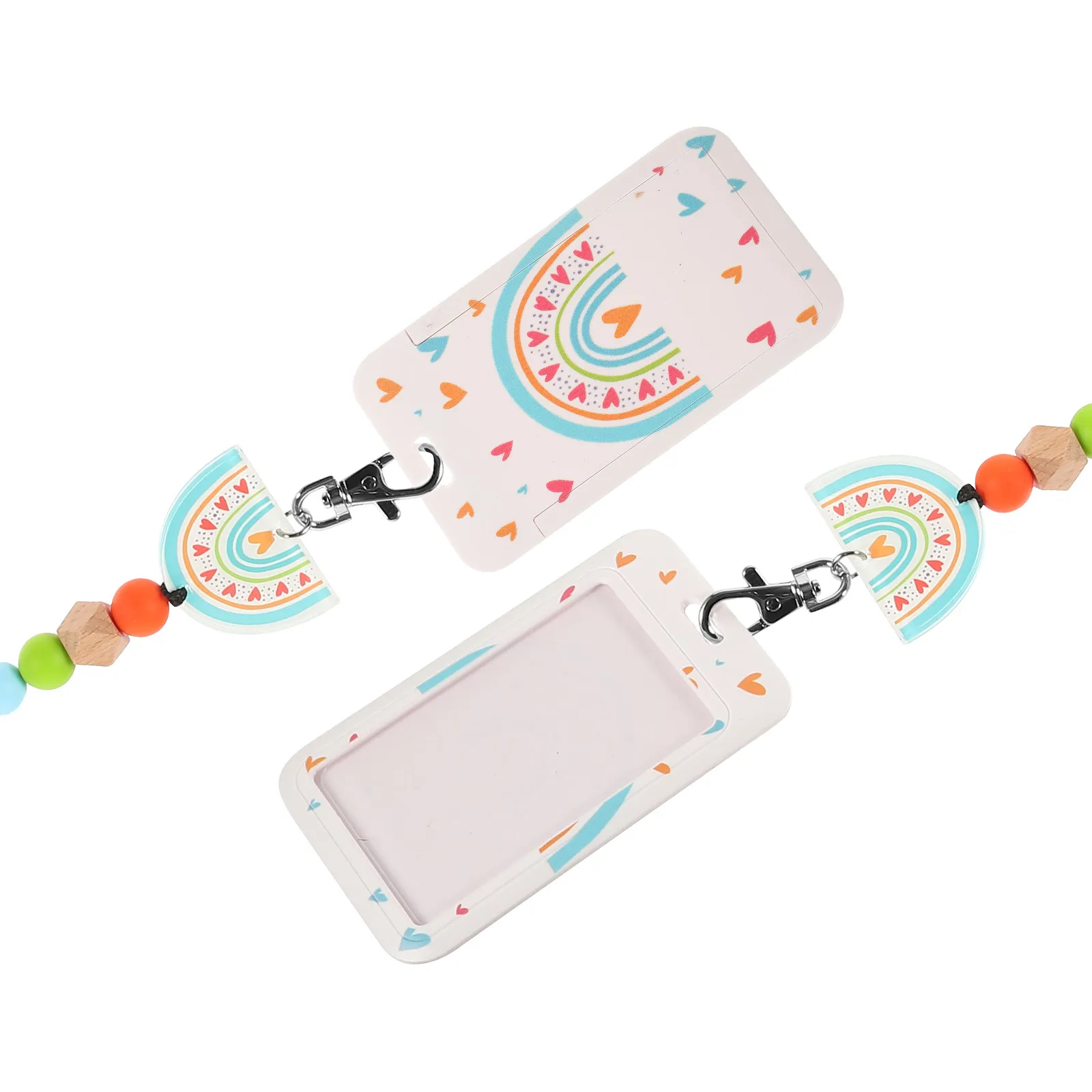 1 세트 ID 카드 홀더 슬리브 아연 합금 실리콘 투명 전면 창 재사용 가능한 수직 배지 보호대 작업 카드 간호사 ID