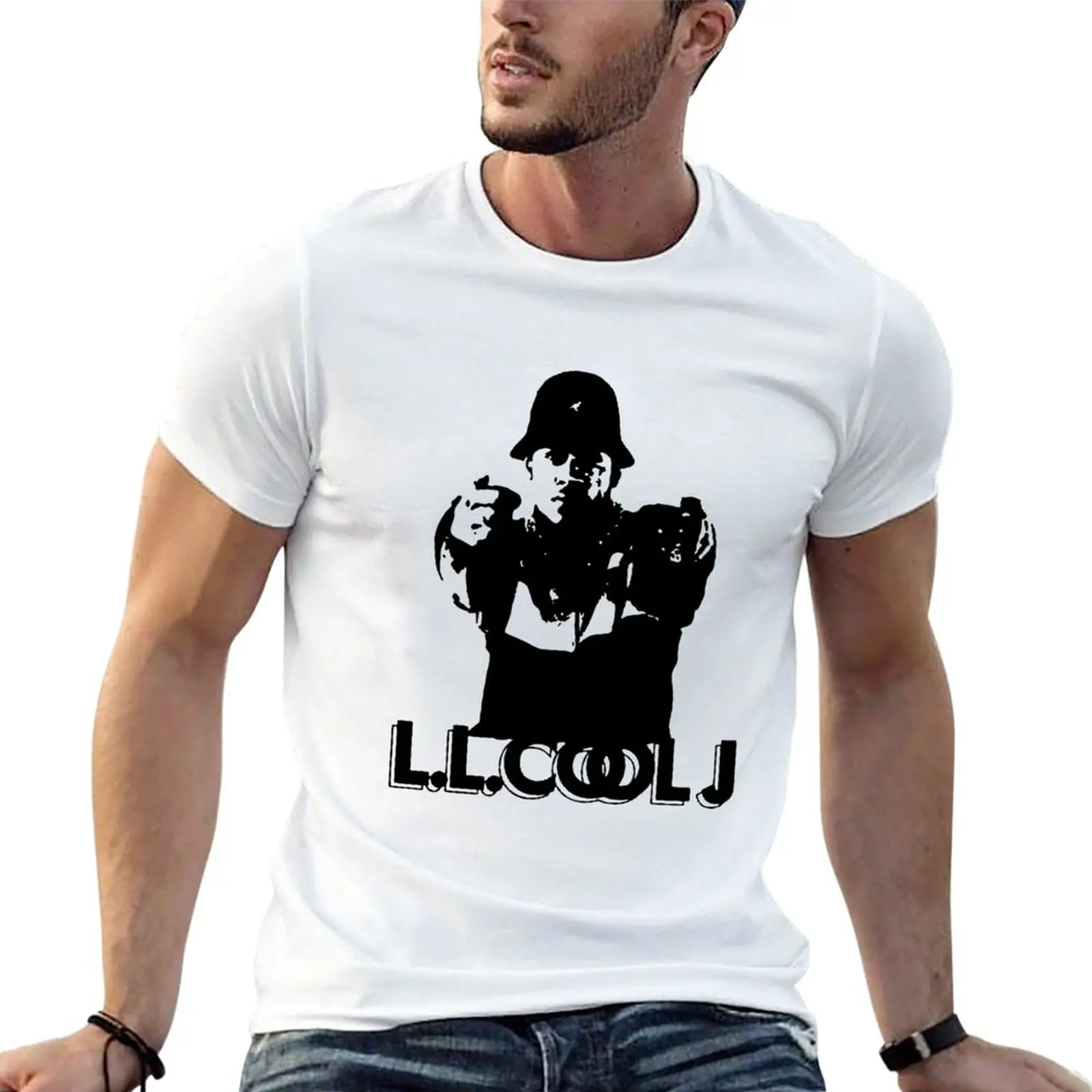 

Мужская футболка в классическом стиле LL COOL J, черная футболка с рисунком аниме, белая футболка для мальчиков, большие и высокие футболки с графическим принтом