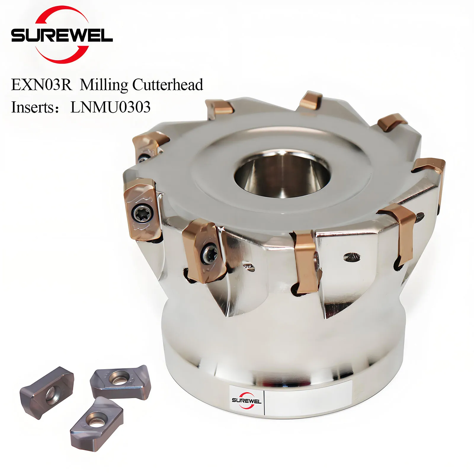 SUREWEL CNC Hi-FeedFräskopf EXN03R Bearbeitung von Stahl-Legierung 16 mm 22 mm 27 mm 32 mm 40 mm für LNMU0303 Hartmetall-Einsatz