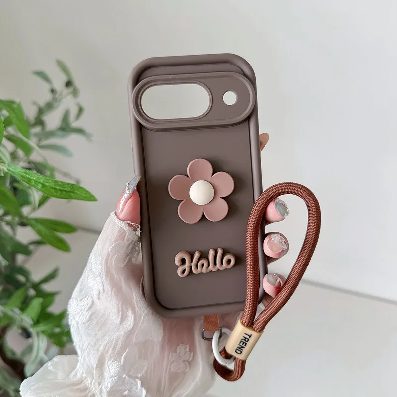 Floral Lanyard Soft Silicone Phone Case with Rope