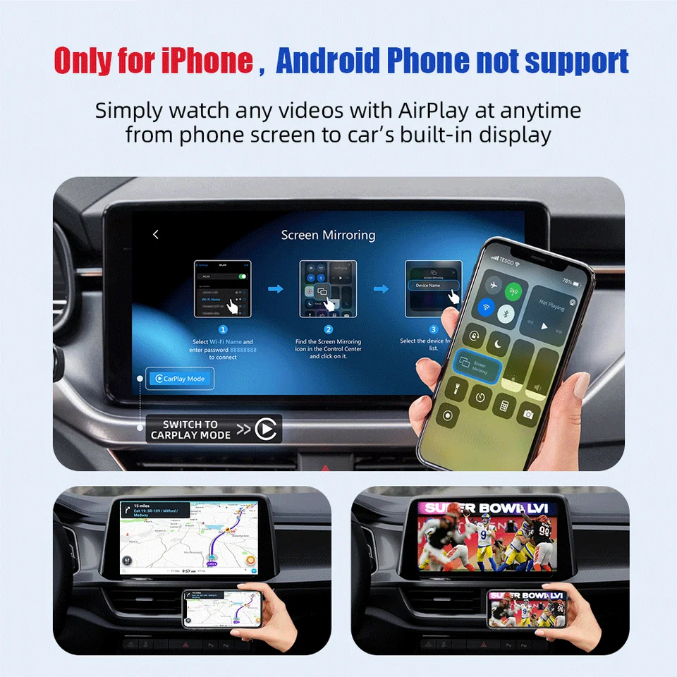 Ottocast Ottoadapter MX Draadloze Apple CarPlay / Android Auto Mirroring 3 In 1 Adapter