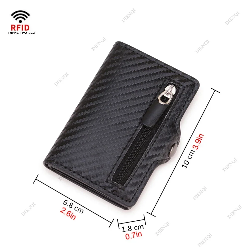Credit Card Holder Carbon Fiber Rfid Blocking Men Leather Metal Business Bank Case
