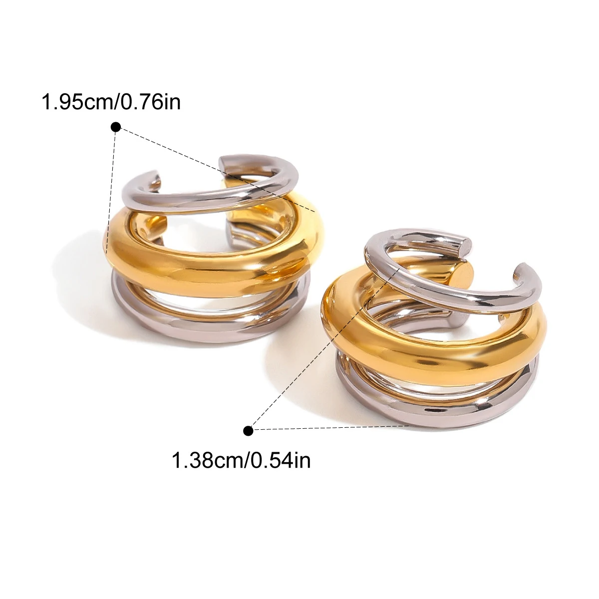 Yori Double Color Stainless Steel Cast Waterproof Ear Clip Fashion Trendy High Quality Jewelry New Bijoux 6