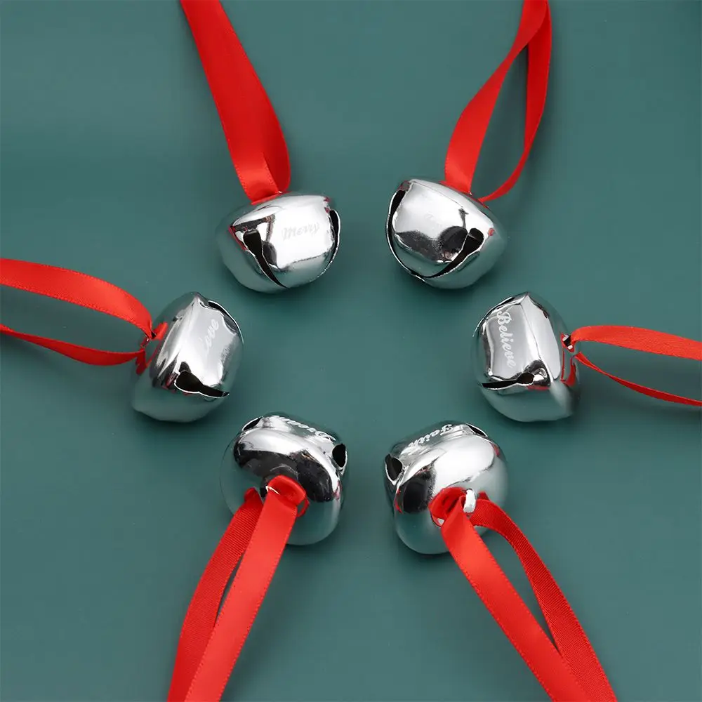 1pc 1.5 inch Christmas Jingle Bell Ornament Sleigh Bells Polar Express Bell Printed Believe Joy Craft Christmas Tree Decor