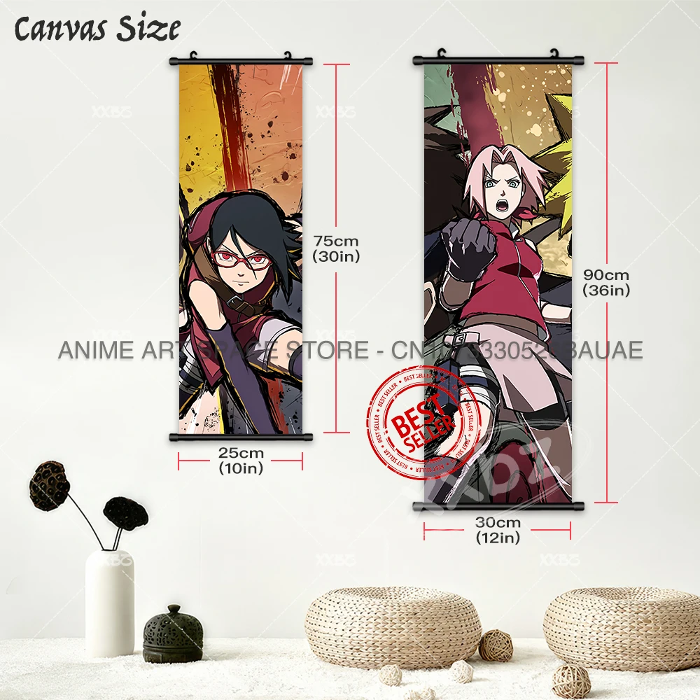 Naruto Anime Hanging Wall Art: Uchiha Sasuke & Jiraiya Scrolls Poster