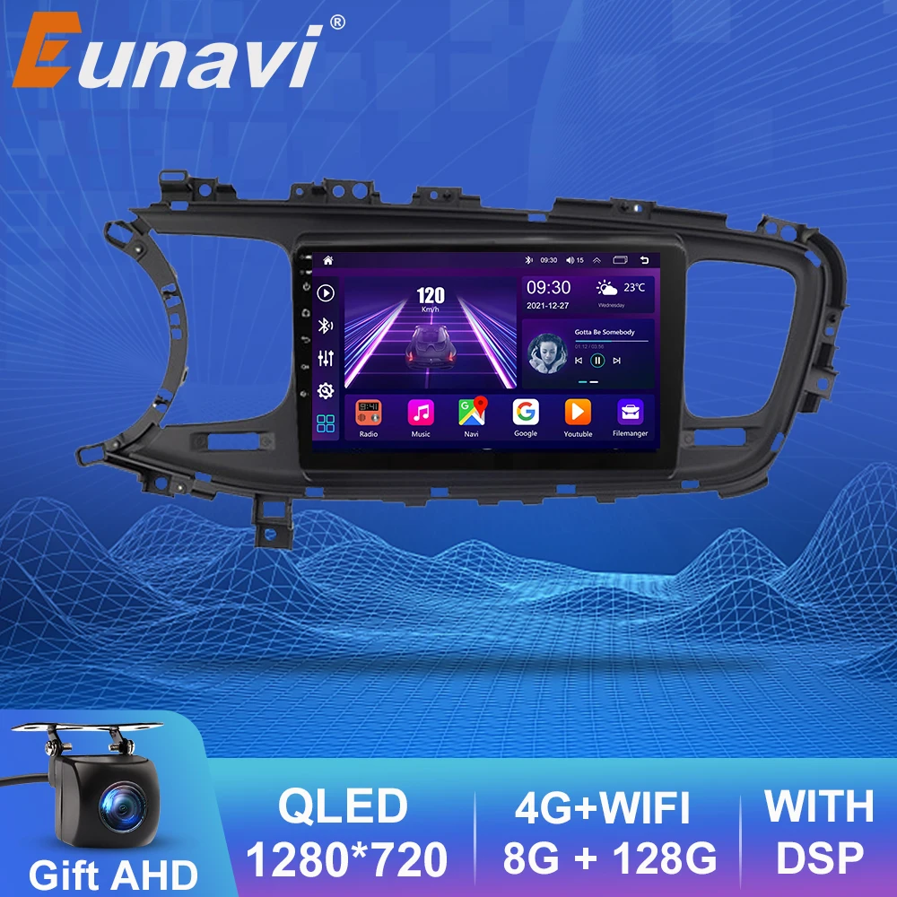 Eunavi 2 din Android auto For Kia K5 Optima 2013-2015 Car Radio Multimedia Video Player stereo GPS carplay 4G QLED 2DIN |