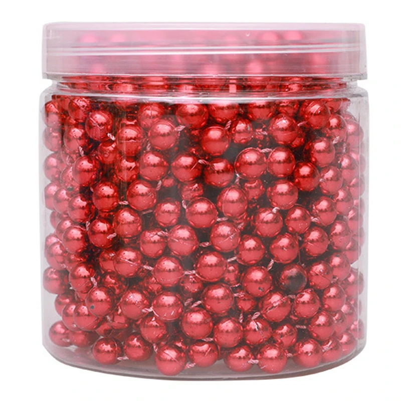 8m Christmas Decoration Bead Chain Red/Blue/Gold/Silver Beads Garland Christmas Tree Hanging Bead Pearl Ornament Decor