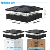 Outdoor Solar Post Cap Lights 3 Modes Fence Light Solar Powered Waterproof Gate Light For 4 Inch Wood Posts Yard Garden Outside 4