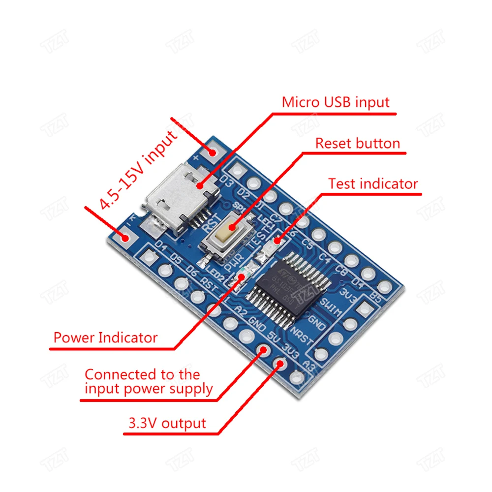 DIYTZT 1/3 Stück STM8S103F3P6 Systemplatine STM8S STM8 Entwicklungsplatine Minimale Kernplatine für Arduino STM DIY KIT – Detail 3