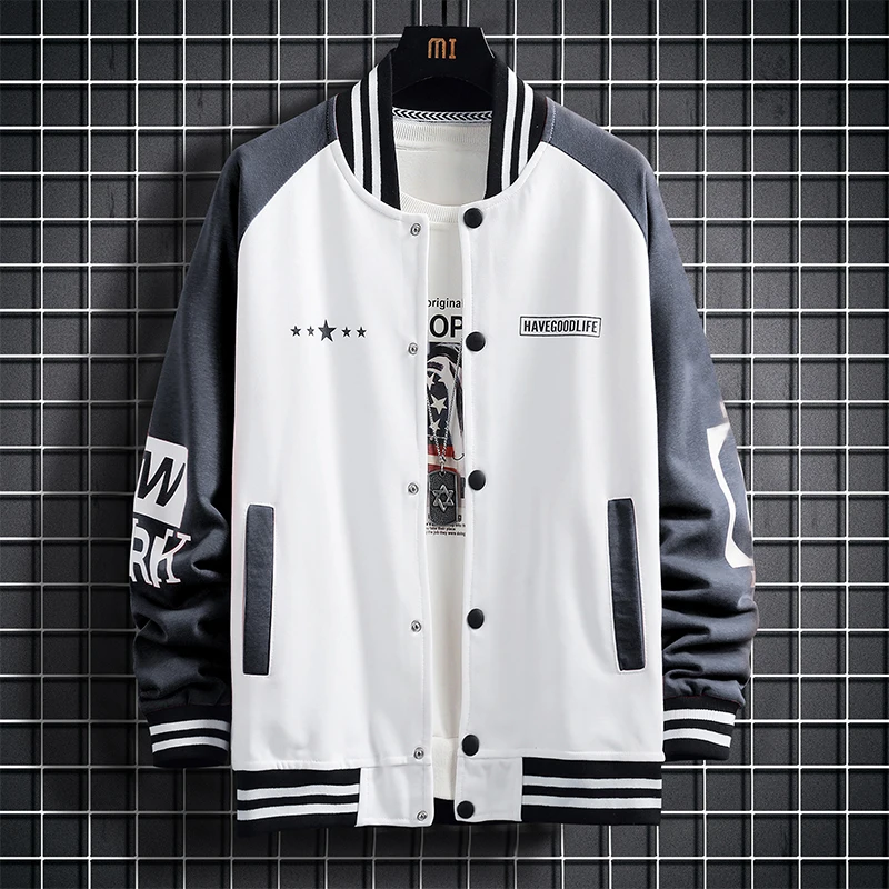 BaseballuniformjacketmenwomenHongKongstyletrendretroLightUp