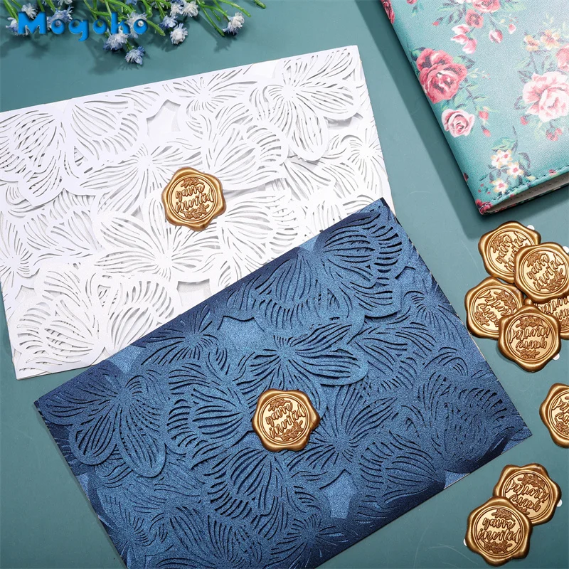 Description Picture 4 of itemMogoko New Wax Seal Sticker Envelope Seal Stickers Envelope Seals Self Adhesive Bronzed Gold Stickers for Wedding Party Birthday
