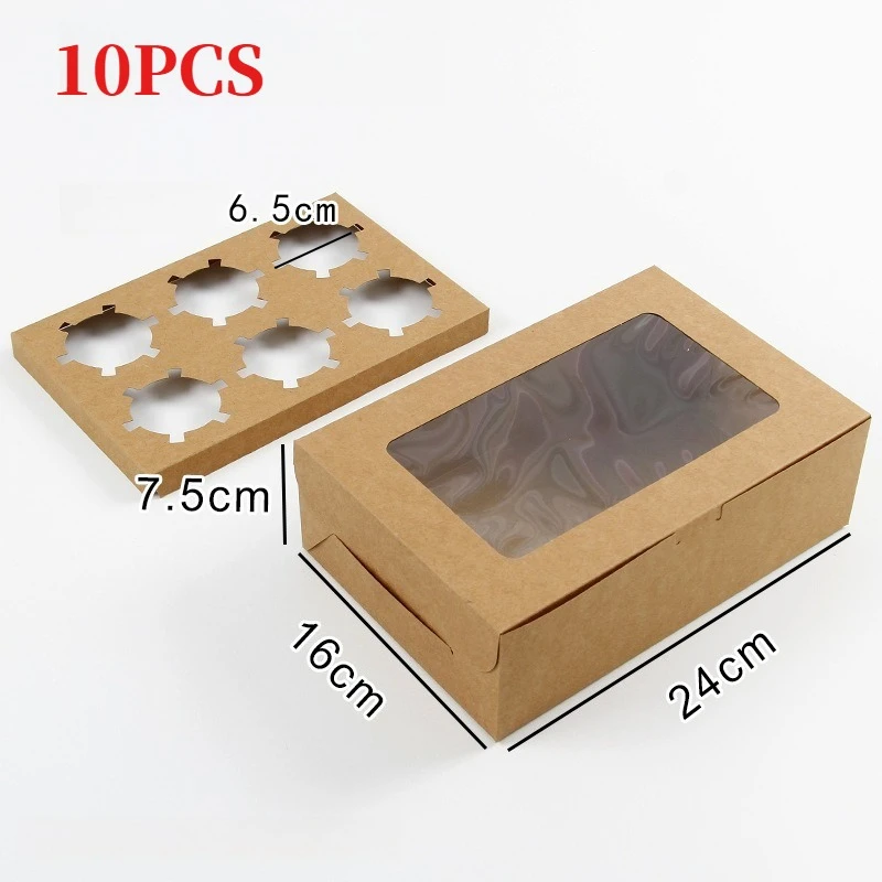 Cupcakedoos 6 gaten - Naturel (10 stuks)