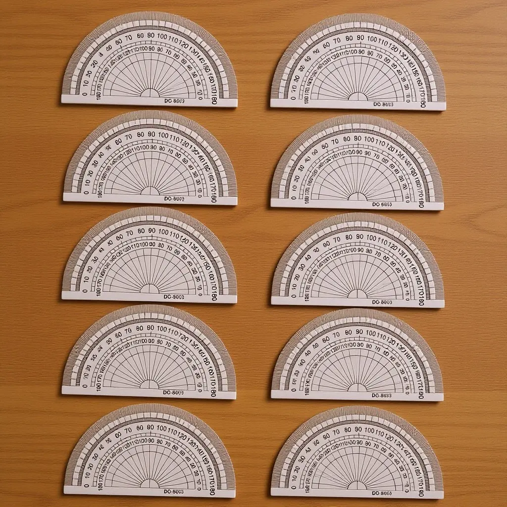 20개 각도 측정 플라스틱 각도기 4인치 180도 학생 사무실 학교 수학용 자 플라스틱 각도기