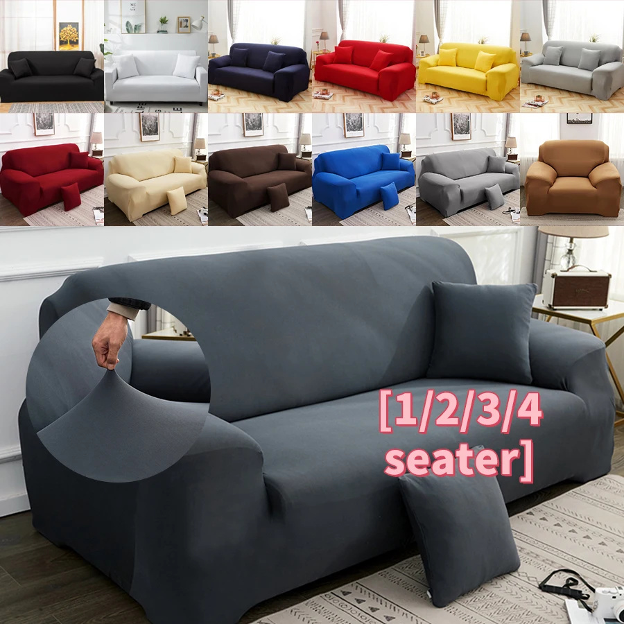 High elasticity faux milk silk solid colour sofa cover easy to install pet stain resistant fabric soft and skin friendly sofa covers