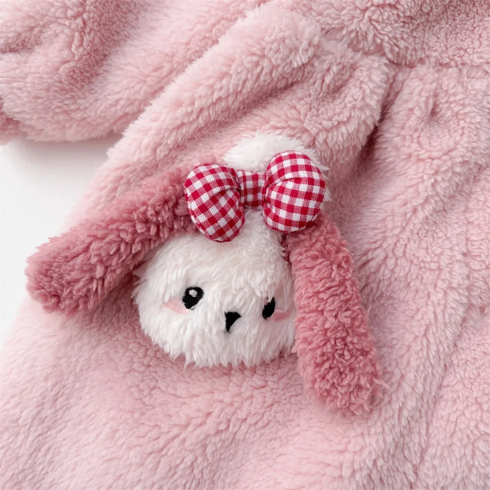 2025 Winter New in Kids Baby Girls Thicken Plush Warm Outfits ,toddler Infant Peter-pan Collar Jumpsuits Newborn Romper 0-24M