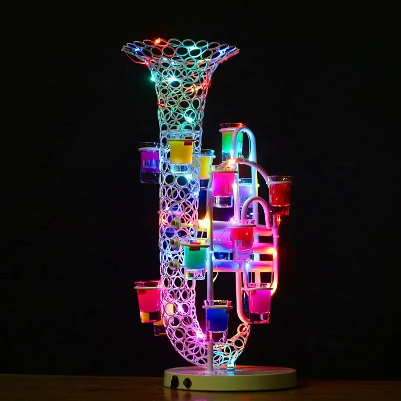 TOP quality Luminous Light Up LED Saxophone wine Cup stand holder for Birthday Party Night Bar club supply
