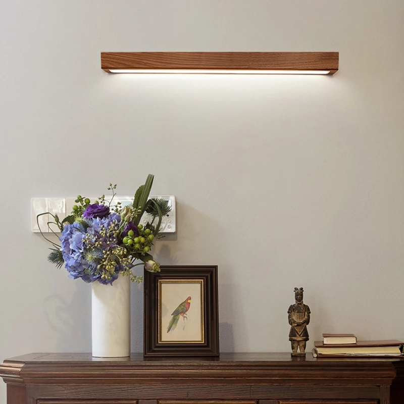 Black Walnut Wood Wall Light LED hanging lamp Beech wood Linear Wall Lamp Kitchen Walkway Sconce Lighting Ceiling lamp 2