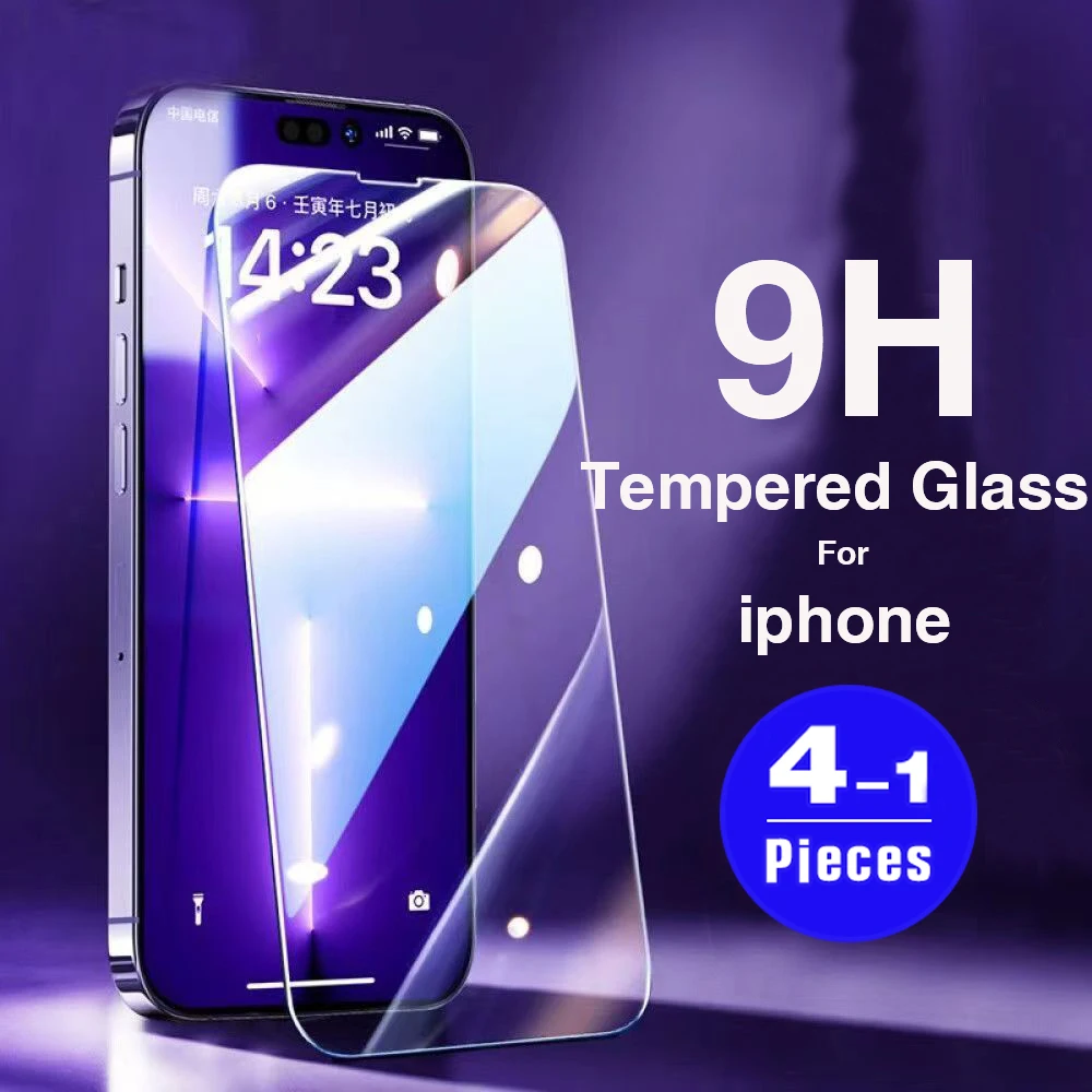 휴대폰 화면 보호 유리 1-4Pcs, 아이폰용, 아이폰 14 프로 맥스, 13, 12, 11, SE, X, XS 맥스, 미니, XR, 8, 7 플러스용 강화 유리, 보호 필름 