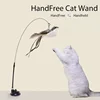 Interactive Cat Toy Handfree Cat Stick Playing Kitten Playing Teaser Wand Toy Suction Cup Bird/Feather Cat Wand Pet Supplies