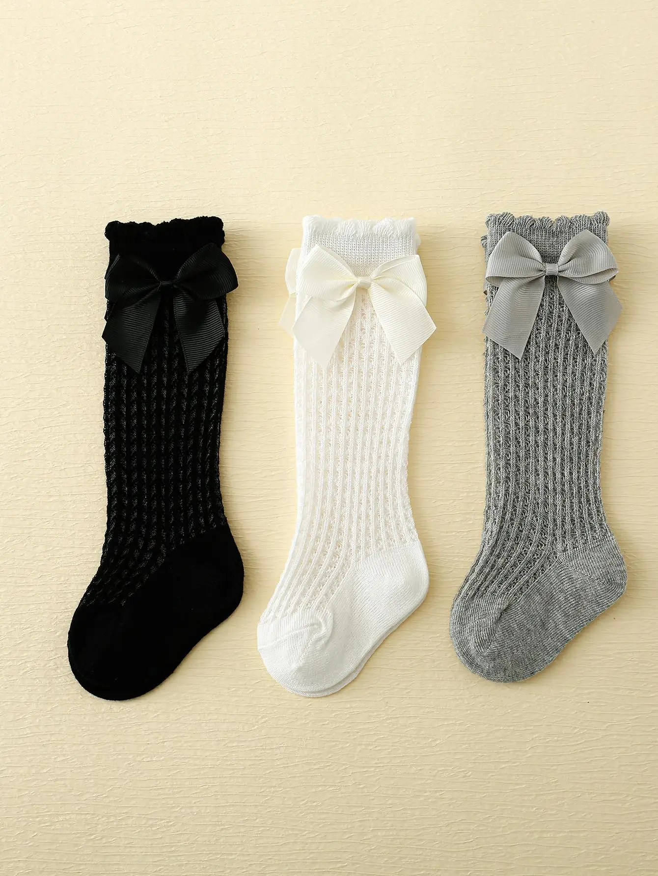 3 Paar Baby-Mädchen-Socken mit Schleifen, Sommer-Mesh-Spitze, Anti-Mücken-Kniestrümpfe für Kinder, Prinzessin, lange Socken für Kleinkinder im Alter von 0 bis 6 Jahren – Detail 10