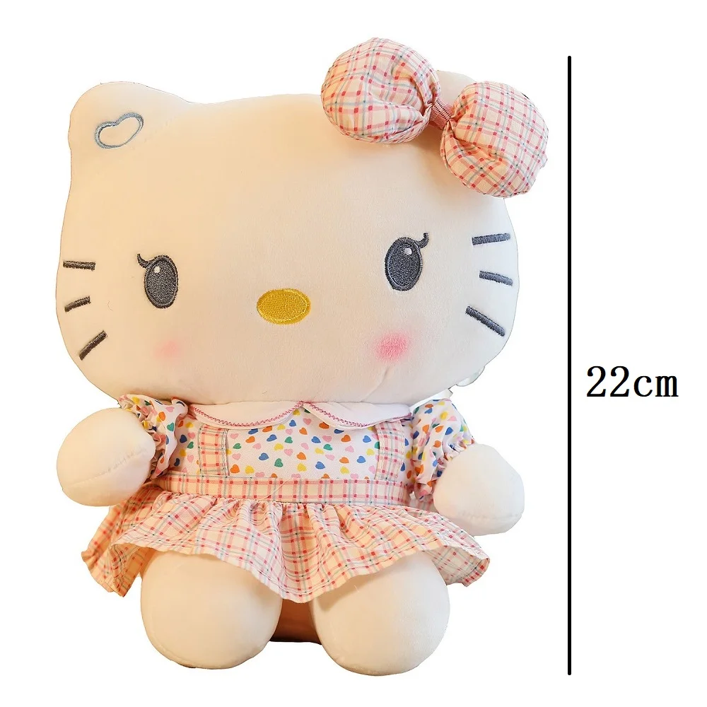 22CM Cartoon Hello Kitty Stuffed Animals Kawaii Cat Plush With Skirt Cute Anime Plushies Hellokitty Soft Toy Peluches Gift