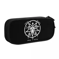 Custom Cute Hail Satan Satan Rocks Pencil Case for Boys Gilrs Large Storage  Occult Baphomet Pencil Bag School Supplies 2